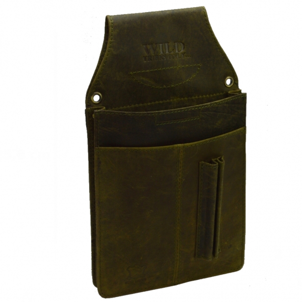 flevado Wild Leder Kellner Tasche in Grün robuste und beständige Verarbeitung